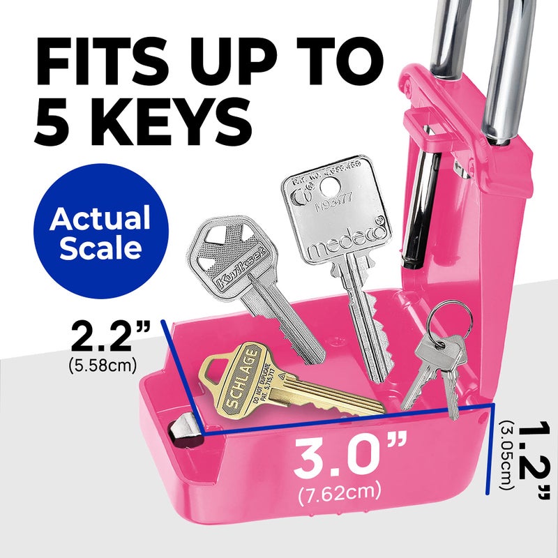 Lion Locks صندوق قفل مفتاح Lion Locks 1500 مع رمز، صندوق قفل للمفاتيح في الهواء الطلق، صندوق قفل السمسار للإيجارات قصيرة المدى، يحمل 5 مفاتيح (6 عبوات، وردي) - Image 4